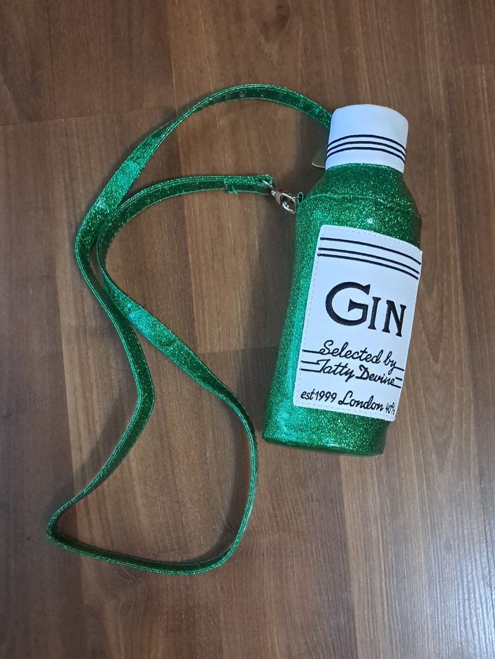 Green Glitter Gin Bottle Crossbody Bag Festival Novelty Bag.